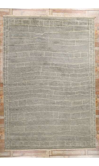 10 x 14 Modern Gray Bauhaus Moroccan Rug 31303