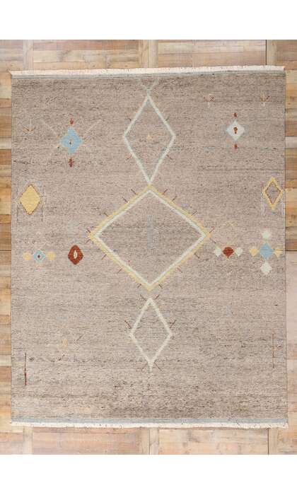 9 x 12 Modern Tribal Gray Moroccan Rug 31293