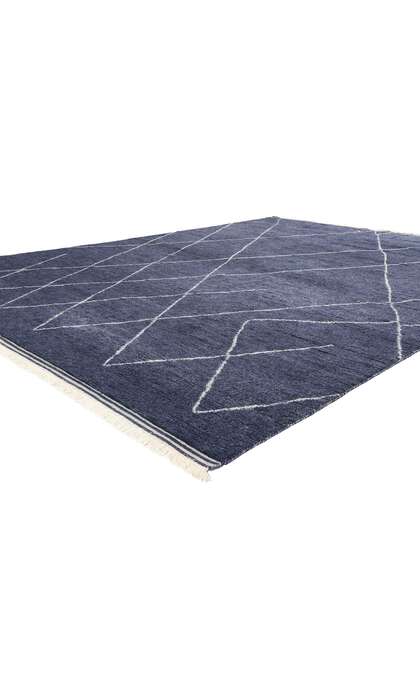 9 x 12 Modern Navy Blue Moroccan Rug 31263