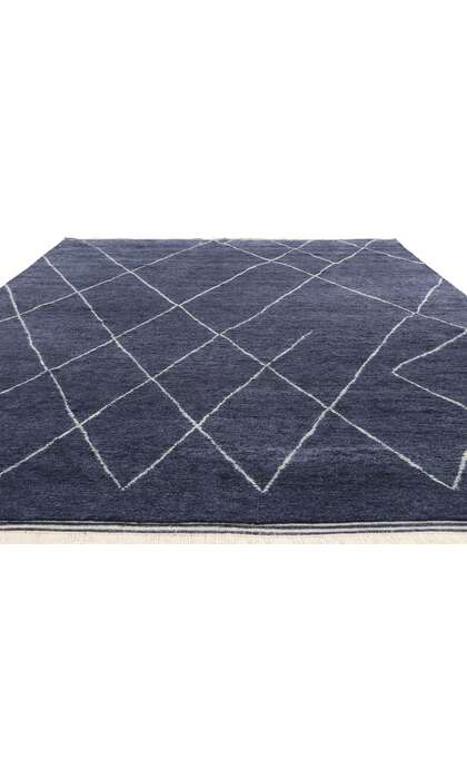 9 x 12 Modern Navy Blue Moroccan Rug 31263