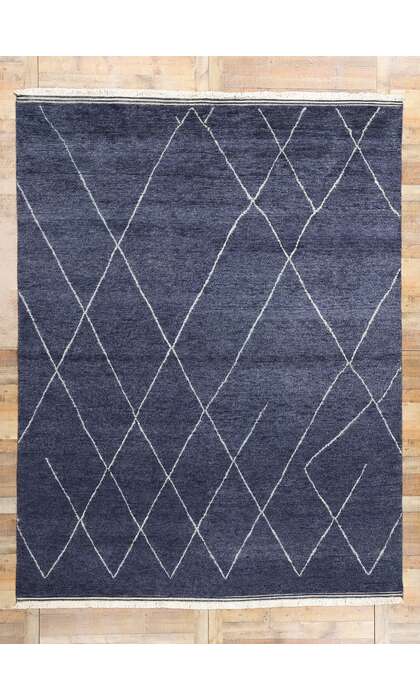 9 x 12 Modern Navy Blue Moroccan Rug 31263
