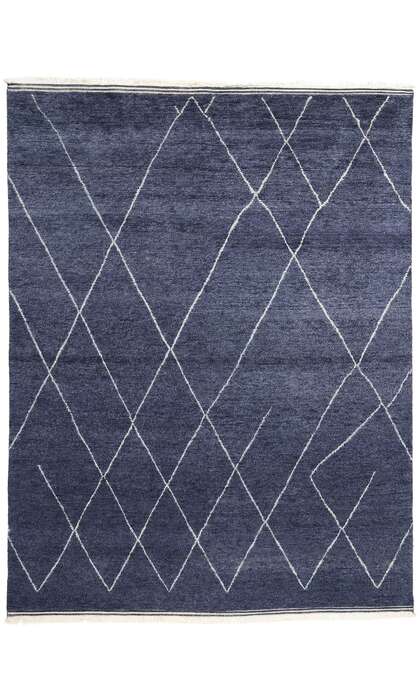 9 x 12 Modern Navy Blue Moroccan Rug 31263