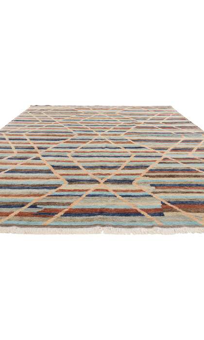 9 x 12 Modern Striped Tribal Moroccan Rug 31294