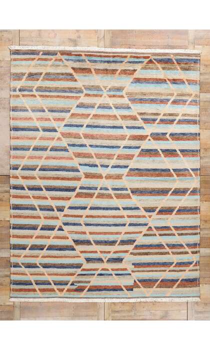 9 x 12 Modern Striped Tribal Moroccan Rug 31294