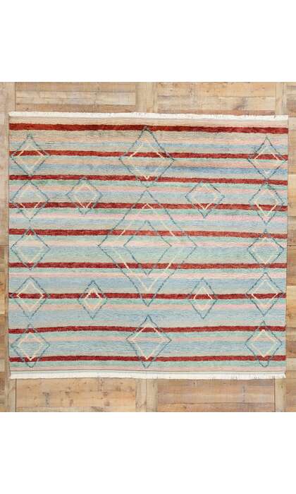 9 x 8 Modern Striped Tribal Moroccan Rug 31221