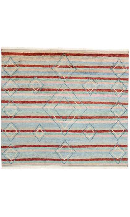9 x 8 Modern Striped Tribal Moroccan Rug 31221