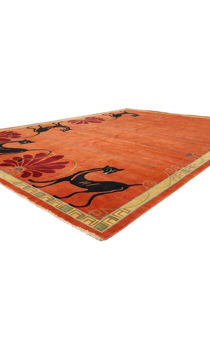 10 x 14 Modern Orange Chinese Art Deco Rug 31094