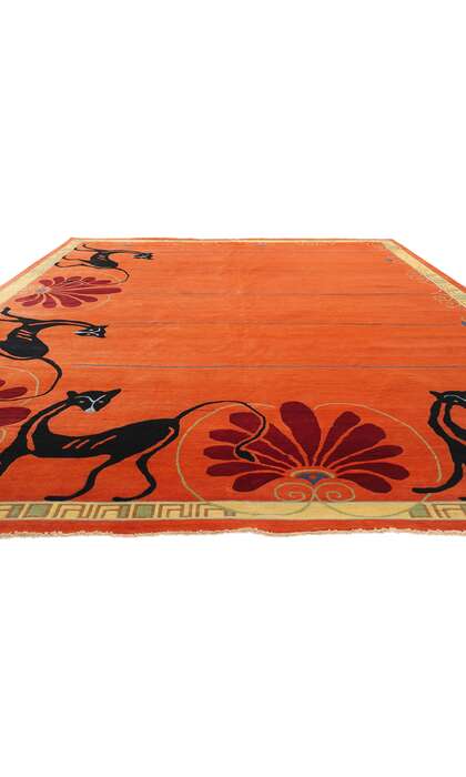 10 x 14 Modern Orange Chinese Art Deco Rug 31094