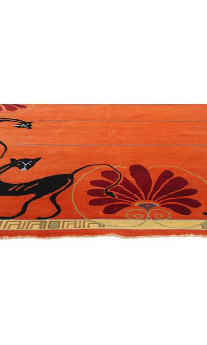 10 x 14 Modern Orange Chinese Art Deco Rug 31094