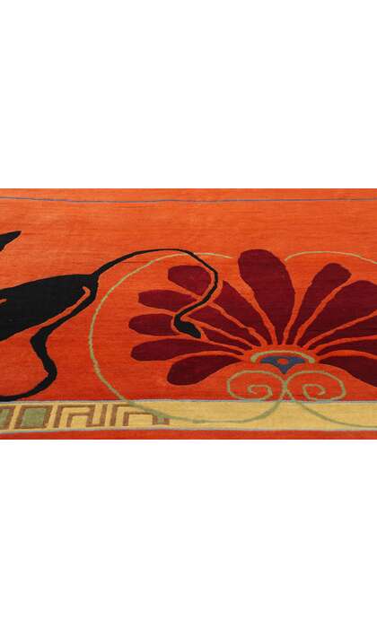 10 x 14 Modern Orange Chinese Art Deco Rug 31094