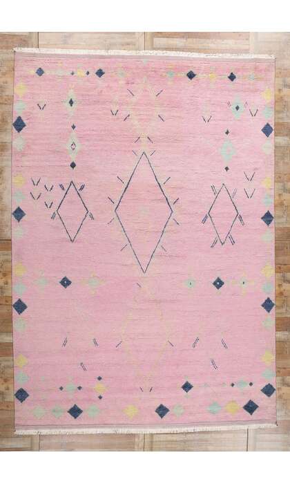 10 x 14 Modern Tribal Boho Pink Moroccan Rug 31306