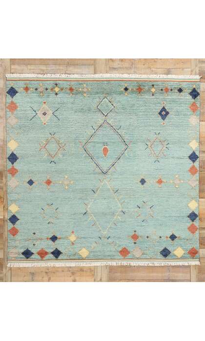 9 x 8 Modern Sky Blue Tribal Moroccan Rug 31220