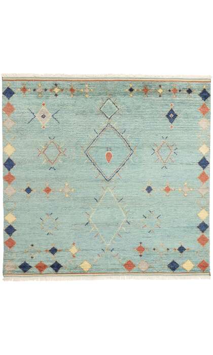 9 x 8 Modern Sky Blue Tribal Moroccan Rug 31220