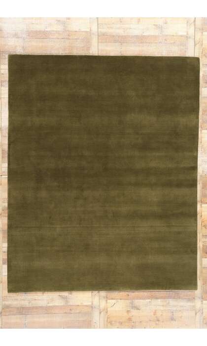 8 x 10 Solid Olive Green Modern Rug 31154