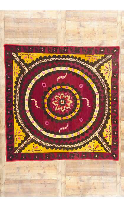 8 x 8 Antique Uzbek Tashkent Suzani Tapestry 78843