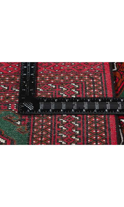 3 x 12 Vintage Green Persian Turkoman Rug Runner 78904