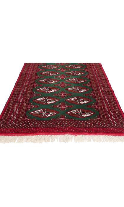 3 x 12 Vintage Green Persian Turkoman Rug Runner 78904