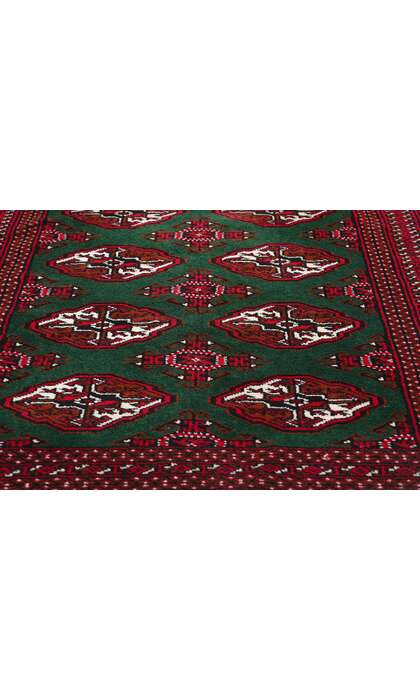 3 x 12 Vintage Green Persian Turkoman Rug Runner 78904