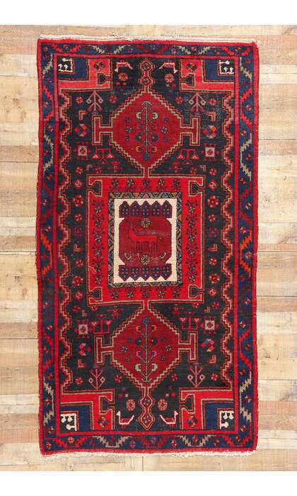 4 x 8 Vintage Persian Nahavand Hamadan Rug 78844