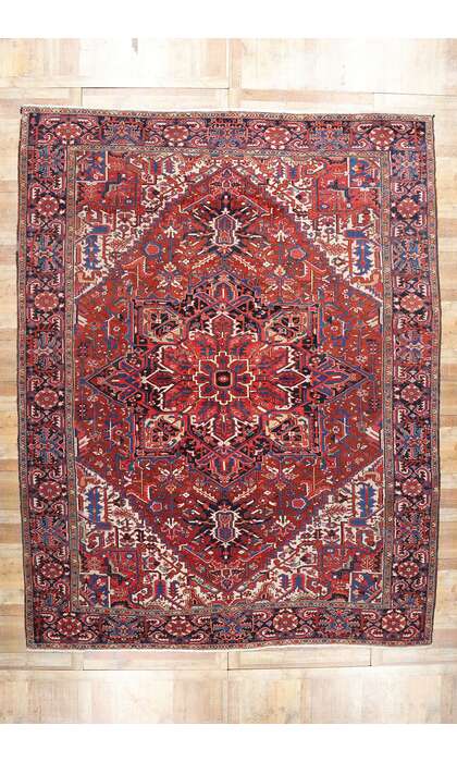 11 x 15 Large Vintage Persian Heriz Rug 78842