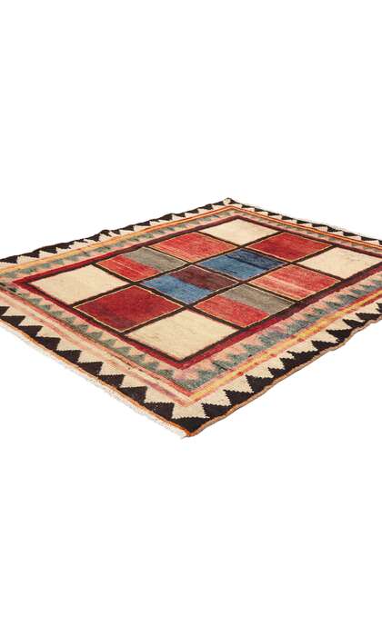 4 x 5 Vintage Persian Lori Checkerboard Rug 78863