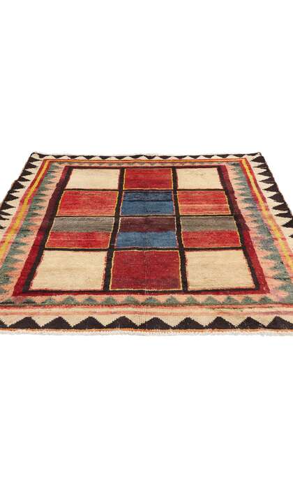 4 x 5 Vintage Persian Lori Checkerboard Rug 78863