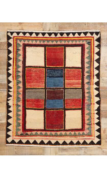4 x 5 Vintage Persian Lori Checkerboard Rug 78863