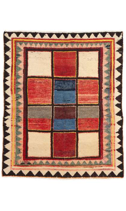4 x 5 Vintage Persian Lori Checkerboard Rug 78863