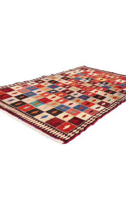 4 x 6 Vintage Persian Lori Checkerboard Rug 78858