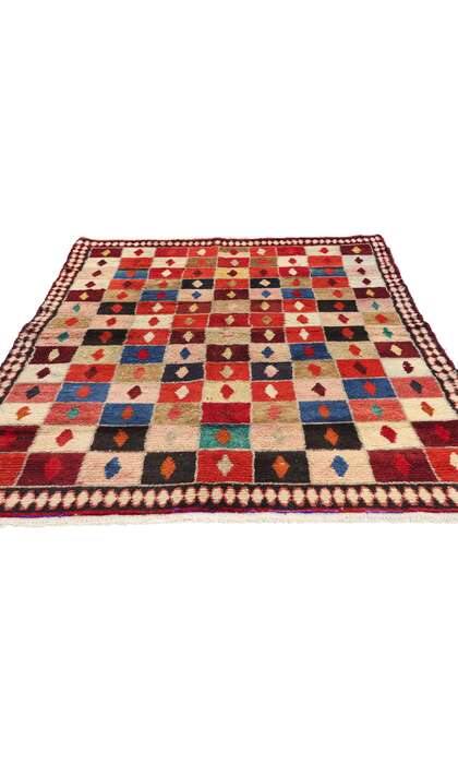 4 x 6 Vintage Persian Lori Checkerboard Rug 78858