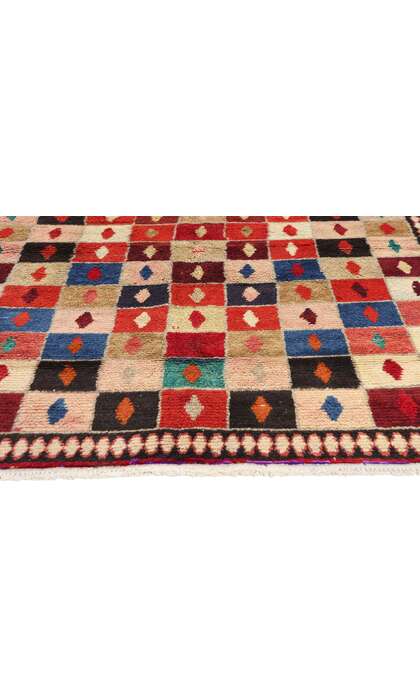 4 x 6 Vintage Persian Lori Checkerboard Rug 78858