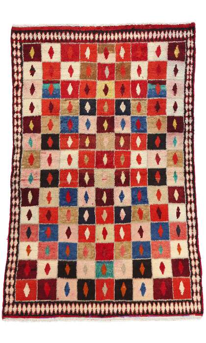 4 x 6 Vintage Persian Lori Checkerboard Rug 78858
