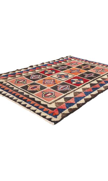 4 x 6 Vintage Persian Lori Checkerboard Rug 78874
