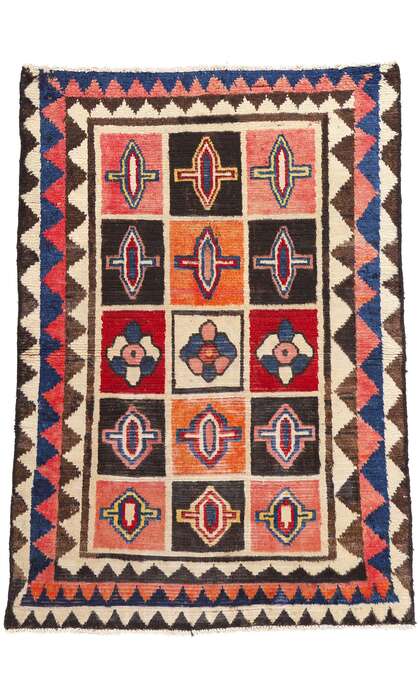 4 x 6 Vintage Persian Lori Checkerboard Rug 78874