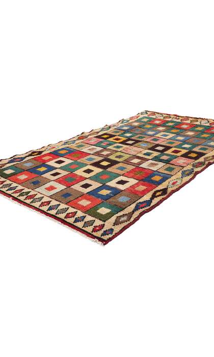 4 x 6 Vintage Persian Lori Checkerboard Rug 78892