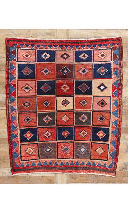 5 x 6 Vintage Persian Lori Checkerboard Rug 78888