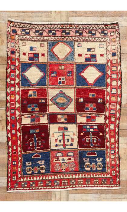 5 x 7 Vintage Persian Lori Checkerboard Rug 78873