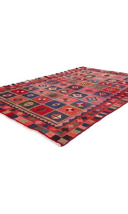 5 x 8 Vintage Persian Lori Checkerboard Rug 78872