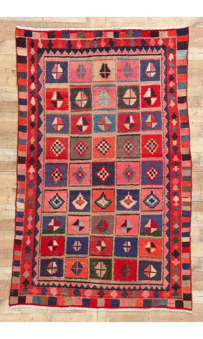 5 x 8 Vintage Persian Lori Checkerboard Rug 78872