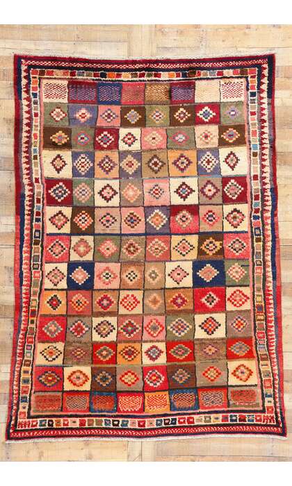 ​6 x 9 Vintage Persian Lori Checkerboard Rug 78881