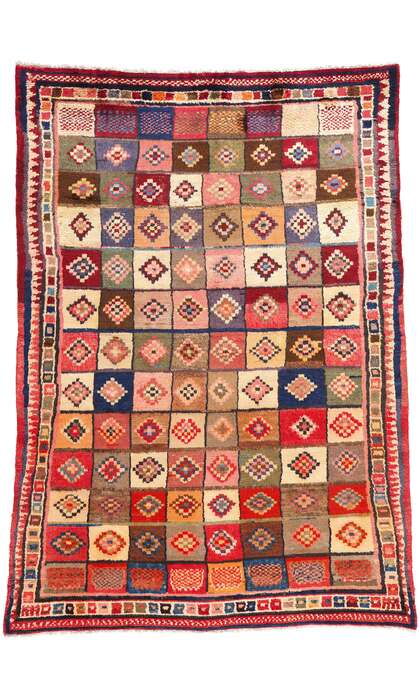 ​6 x 9 Vintage Persian Lori Checkerboard Rug 78881