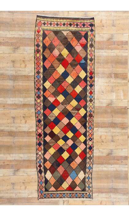 4 x 11 Vintage Persian Lori Harlequin Diamond Rug 78880