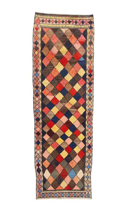 4 x 11 Vintage Persian Lori Harlequin Diamond Rug 78880