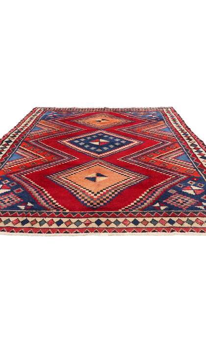 6 x 9 Vintage Persian Lori Diamond Medallion Rug 78882