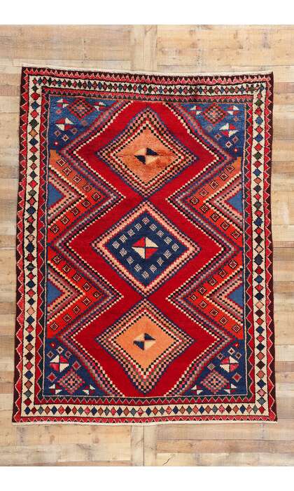 6 x 9 Vintage Persian Lori Diamond Medallion Rug 78882