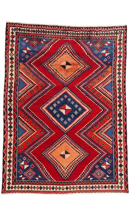 6 x 9 Vintage Persian Lori Diamond Medallion Rug 78882