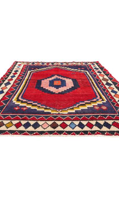 7 x 9 Vintage Persian Lori Geometric Medallion Rug 78884