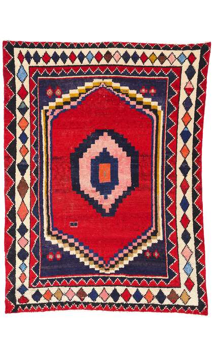 7 x 9 Vintage Persian Lori Geometric Medallion Rug 78884