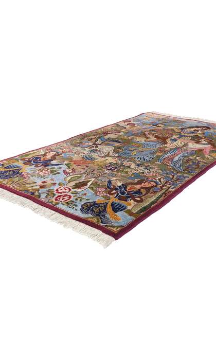 4 x 7 Vintage Persian Mashhad Omar Khayyam Pictorial Rug 78898