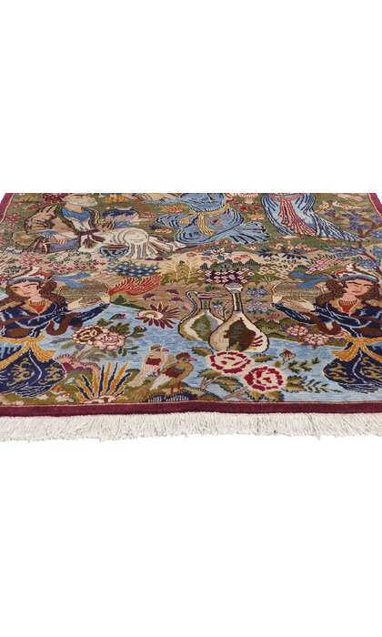 4 x 7 Vintage Persian Mashhad Omar Khayyam Pictorial Rug 78898